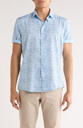 Soul of London Short Sleeve Sport Shirt in Blue/Bleu at Nordstrom Rack, Size Xx-Large