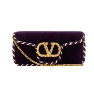 Valentino Loc&ograve; Velvet Clutch - Bags - Mujer - P&uacute;rpura - ONE SIZE