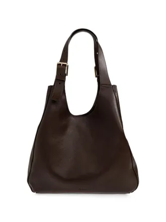 Furla Structured Dark Brown Leather Tote Bag