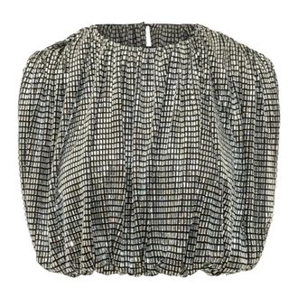 Self Portrait Top con Strass Drappeggiato - - Blouses & Shirts - Donna - Grigio - XS