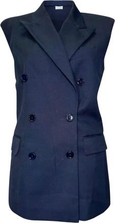 Dries Van Noten Double Breasted Vest in Navy Blue Cotton