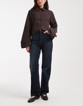 Levi's Ribcage Bell - Jeans a zampa blu scuro slavato a vita alta