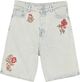 Dr&ocirc;le de Monsieur Korte Broeken, Heren, Blauw, S, Short Jean Brod&eacute; Fleurs