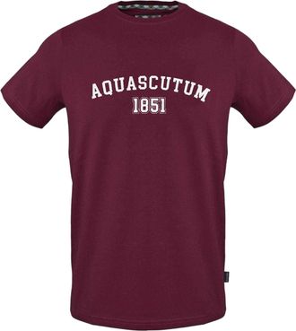 Aquascutum Unisex katoenen T-shirt voor volwassenen met 1851-logo (Rood)
