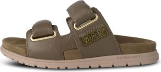 Woden Women Lisa Leather Sandals In Dark Olive