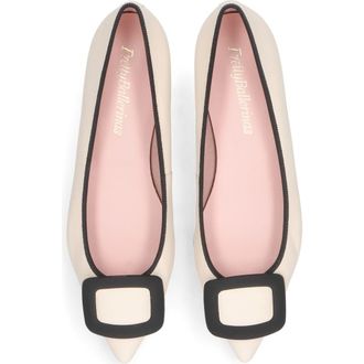 Pretty Ballerinas Pointed Toe Buckle Flat in Ivory at Nordstrom, Size 38