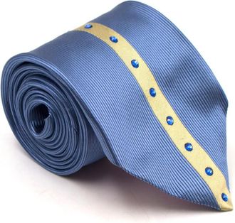 Duchamp Silk Blue & Gold Panel Diamante Tie