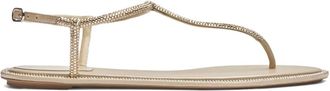 Rene Caovilla Diana crystal-embellished sandals - women - Leather/Satin/Rubber/Calf Leather - 37 - Neutrals