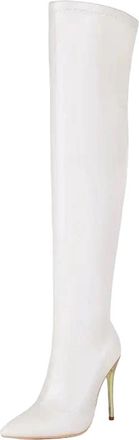 Generic Womens Sexy Thigh High Boots Pointed Toe Super High Square Heel With Side Zipper Over The Knee Party Dress Boots