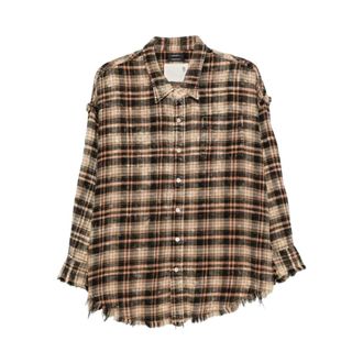 R13 Camicia con Scollo a Caduta e Cuciture Sfilacciate - - Blouses & Shirts - Donna - Multicolore - S