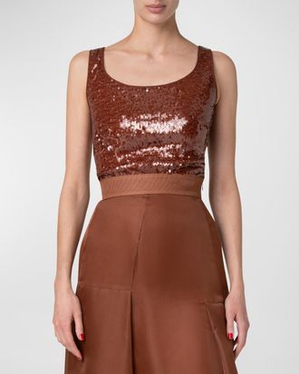 Akris Sequined Scoop-Neck Tank Top
