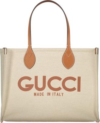 Gucci Grote Tote Bag - Dames - Shoppers - Beige - ONE Size - Katoen - Tassen