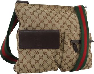 Gucci Ophidia Beige Canvas Shoulder Bag (Pre-Owned)