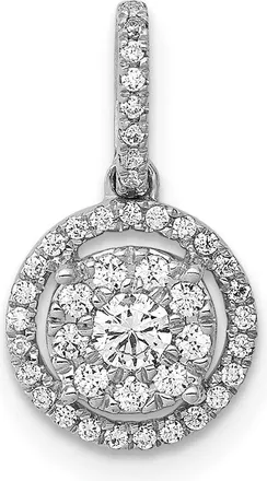 Diamond2Deal 14k White Gold 1/4 carat Diamond Round Halo Cluster Pendant