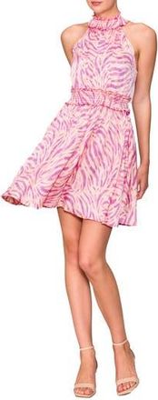 Melloday Halter Neck Smocked Minidress in Pink Marble at Nordstrom Rack, Size X-Large