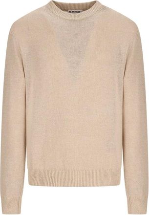 Jil Sander Round-neck Knitwear, male, Beige, Size: L LS CN Jumper