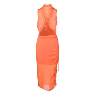 Patrizia Pepe Lange Voile Jurk - Dames - Casual kleedjes - Oranje - M - Kleedjes