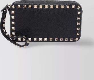 Valentino Garavani rectangular studded clutch with textured surface