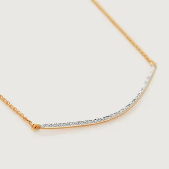 Monica Vinader Gold Riva Diamond Wave Necklace adjustable 48cm/18 Diamond