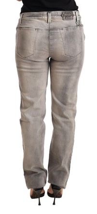 Ermanno Scervino Womens Gray Washed Low Waist Skinny Trouser Cotton Jeans
