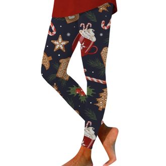 Generic Yoga Pants Christmas Leggings for Women UK s Printed Hip Lift Fitness Exercise Yoga Pants Festive Workout Wear Black