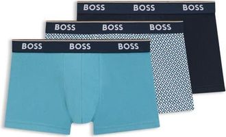 BOSS Assorted 3-Pack Power Stretch Cotton Trunks in Blue Multi at Nordstrom, Size X-Large