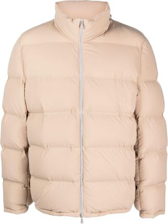 Brunello Cucinelli funnel-neck puffer jacket - men - Polyamide/Polyamide/Elastane/Goose Down/Goose Feather - S - Neutrals