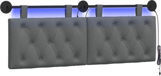 vidaXL Testiera Sospesa Con Luce Led Grigio Scuro Tessuto Vidaxl