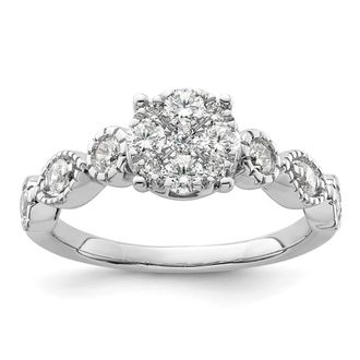 Diamond2Deal 14k White Gold Lab Grown Diamond Engagement Ring 0.8Ct Clarity- VS Color- G-H