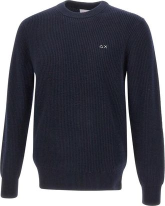 Sun 68 English Sweater - Heren - Ronde hals truien - Blauw - XL - Wol - Truien & Vesten