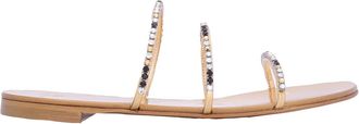 Giuseppe Zanotti Ladies Gold Dark Colorful Rhinestone-Embellished Sandals