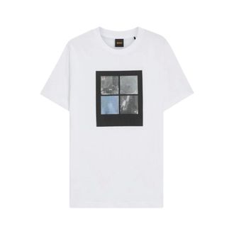 HUGO BOSS Printed-artwork T-shirt - male - Boss - T-Shirts - White - XL - Tops