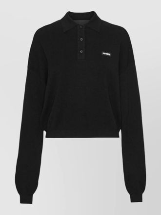 Rotate cropped logo knit polo long sleeves