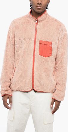 Jil Sander Felpa Mock Neck in Cotone Teddy con Taschino a Contrasto Jil Sander