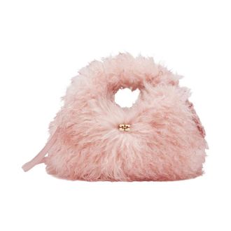 Ganni Tassen, Dames, Roze, ONE Size, Polyester, Hobo Mini Fur Tas