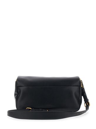 Pinko Womens Shoulder Bag Love Birds Plaque Black Leather