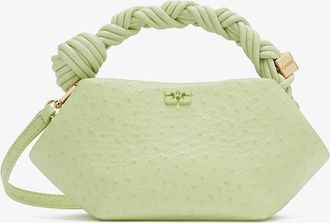 Ganni Green Mini Bou Bag in Ostrich
