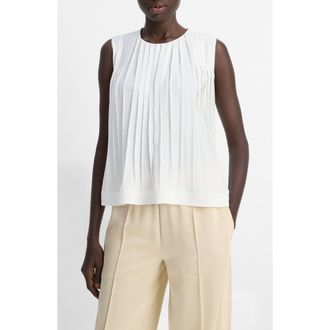 Vince Pleated Sleeveless A-Line Top in Off White at Nordstrom Rack, Size X-Large