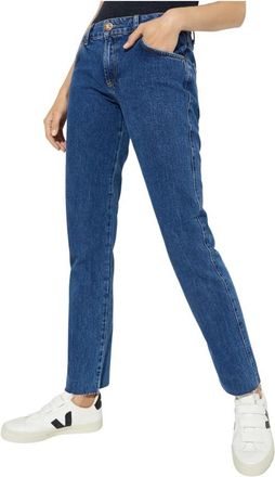 One Teaspoon Blauwe Trucker Straight Low Waist Jeans - Dames - Regular Fit Jeans - Blauw - W24 - Katoen - Jeans