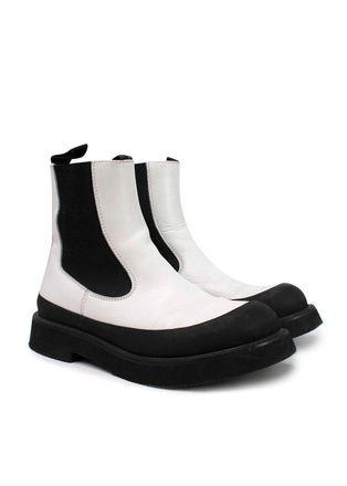 Celine White & Black Chelsea Ankle Boots Size 40