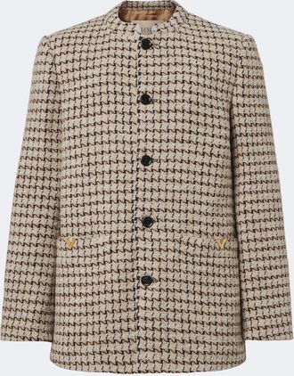 Valentino Blazer boucl&eacute; en mezcla de lana con VGold