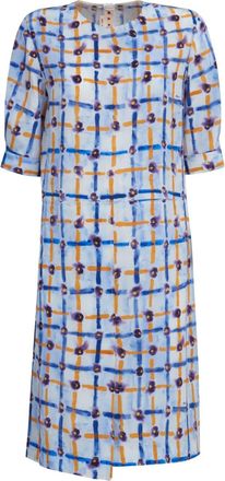 Marni floral-print asymmetric midi dress - women - Silk - 40 - Blue