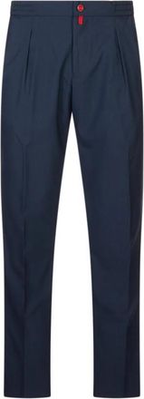 Kiton Tapered Pleated Twill Broeken - Heren - Slim Fit Broeken - Blauw - W40 - Katoen - Broeken