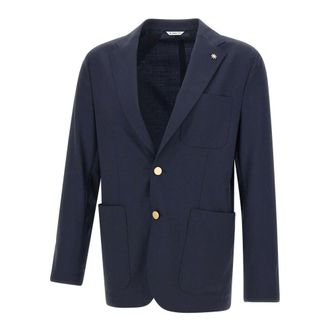 Manuel Ritz Blazers, male, Blue, Size: 2XL Wool Blazer