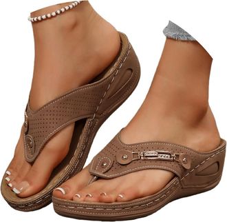 Generic Flat Sandals For Women Dressy Slides Womens Fashion Orthotic Flip Flops Ladies Slip On Lightweight Athletic Thong Sandals With Comfortable Plantar Fas