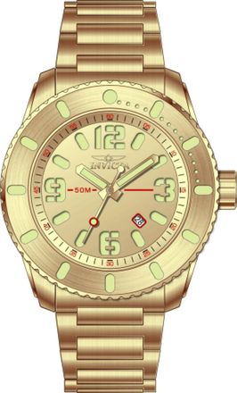 Invicta Aviator 69575 Herenhorloge - Quartz Uurwerk - Staal met Gouden Wijzerplaat - 48 mm