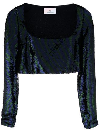 Chiara Ferragni Top crop con paillettes - Blu