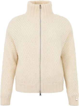 Herno Cardigan met Rits en Kraag - Dames - Vesten - Beige - S - Wol - Truien & Vesten