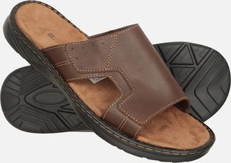 Mountain Warehouse Mens Mountain Warehouse Mens Comfort Leather Slip-on Sandals - Brown - Size: 10