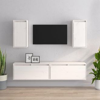 Berkfield Home TV Cabinets 4 pcs White Solid Wood Pine
